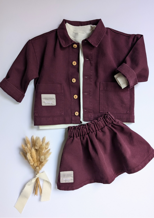 Denim Skirt Set Berry